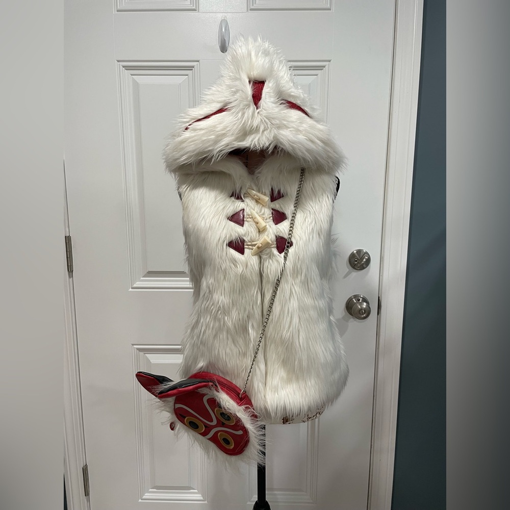 Hot Topic Studio Ghibli Princess Mononoke Hooded Vest & Purse